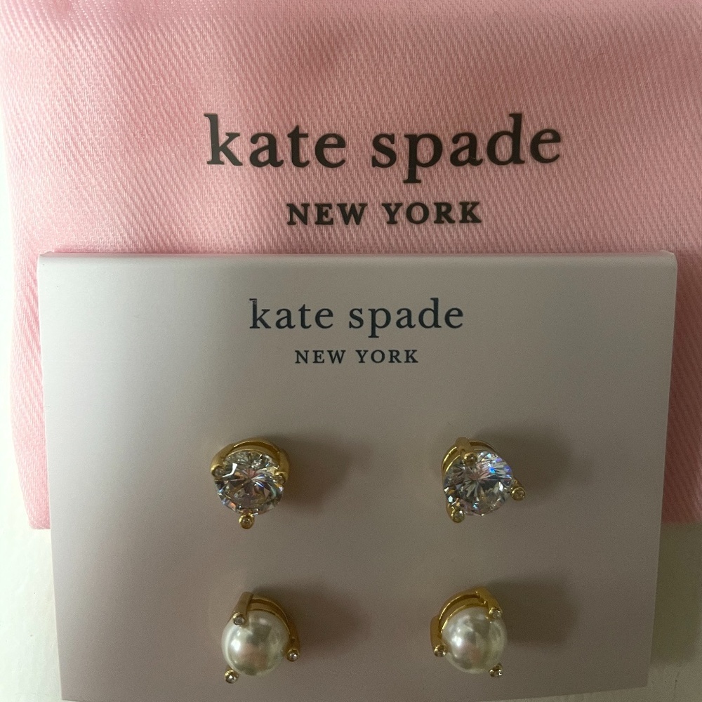 Kate Spade set of two pearl and stone earrings new